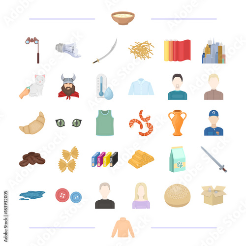 animal, weapon, typography, appearance and other web icon in cartoon style. food, weather, theater, garbage icons in set collection.