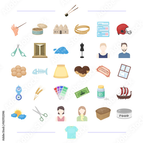 clothing, appearance, atelier and other web icon in cartoon style. theater, weather, typedography icons in set collection.