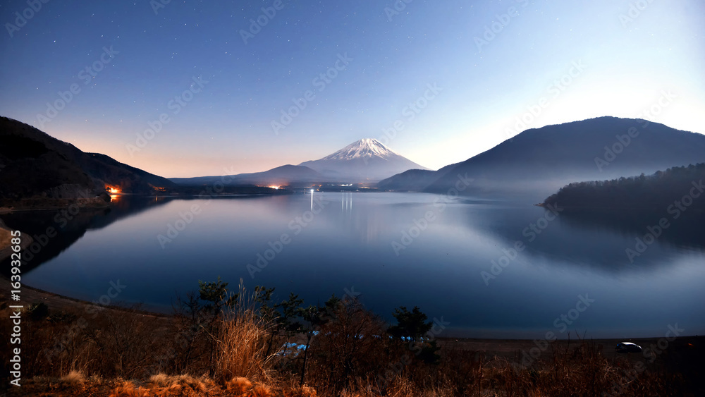 View of Mt. Fuji  at  Motosuko lake, Japan.