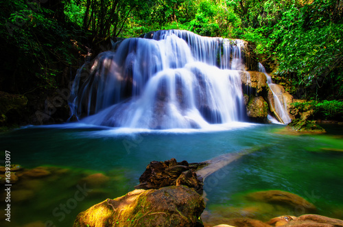 background blur Huay Mae Kamin waterfall in Thailand waterfall is beautiful  do not lose any.