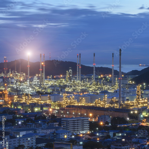 Oil refinery plant and twilight .