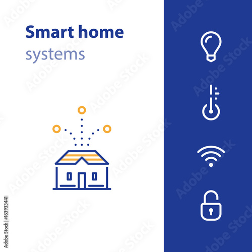 House improvement, smart home concept, control system, security icon