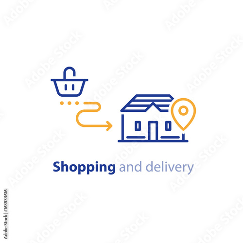 Shopping delivery to home, order shipment, receive parcel
