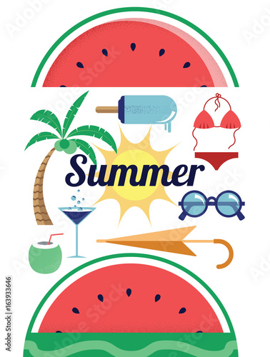 Summer time with summer items poster
