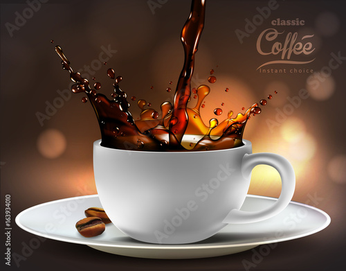 Coffee advertising design,  high detailed realistic illustration