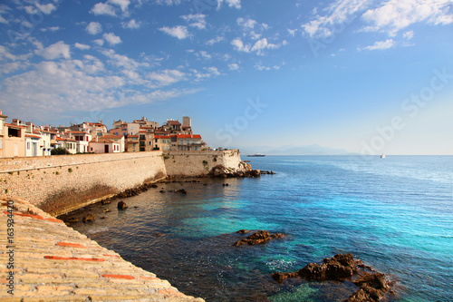 View of seawall in Antibes France