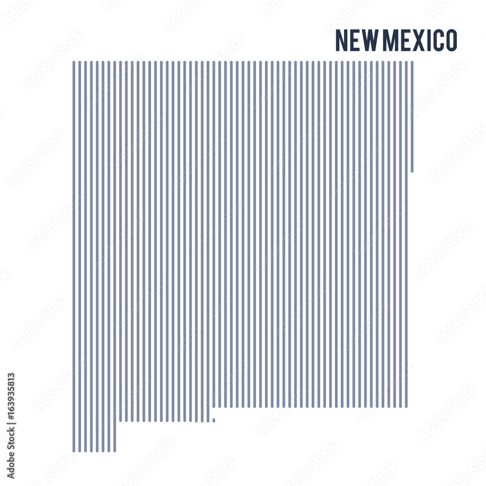 Vector abstract hatched map of State of New Mexico with vertical lines isolated on a white background. Vector abstract hatched map of State of New Mexico with vertical lines isolated on a white background.