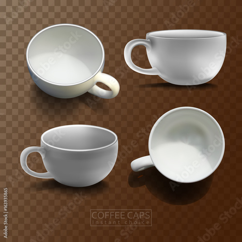 Four coffee cups in different angles