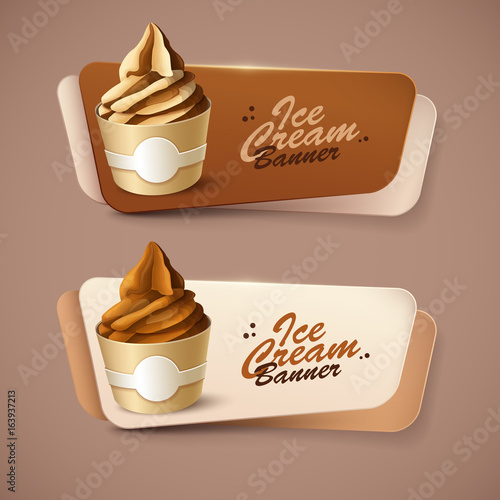 Set of vector banners with ice cream.