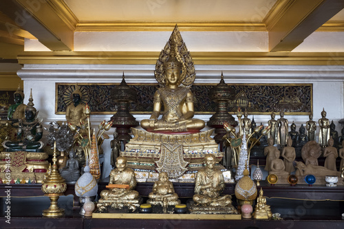 people pray at Wat Saket,popularly known as the Golden Mount or ‘Phu Khao Thong’, is a low hill crowned with a gleaming gold chedi. Bangkok Thailand 2017