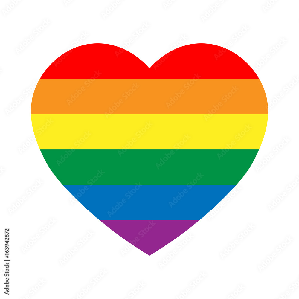 LGBT rainbow pride flag in a shape of heart. Lesbian, gay, bisexual, and transgender stylish design element. Simple flat vector illustration. LGBT rainbow pride flag in a shape of heart. Lesbian, gay, bisexual, and transgender stylish design element. Simple flat vector illustration.