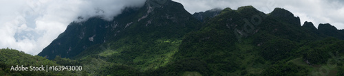 Mist and rain on the mountain. (panorama view)