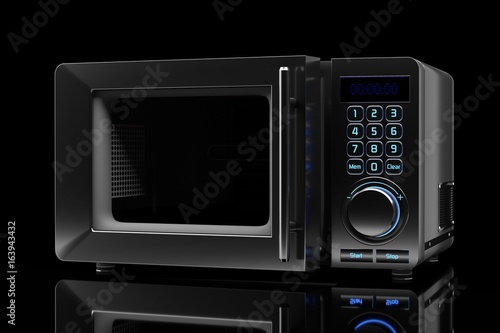 microwave oven on a black background