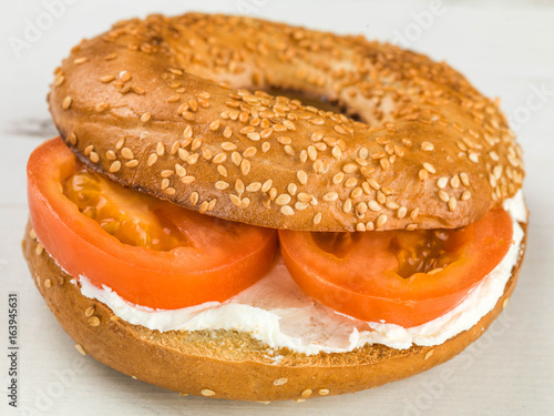 Cheese and Tomato Sesame Seed Bagel