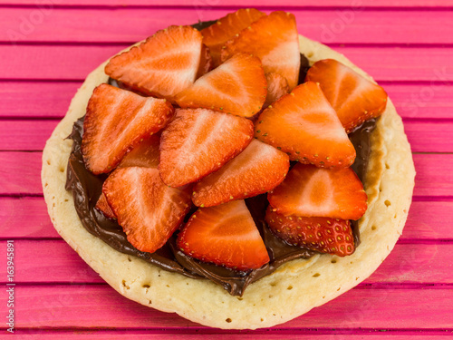 Pancake With Strawberries and Chocolate Spread
