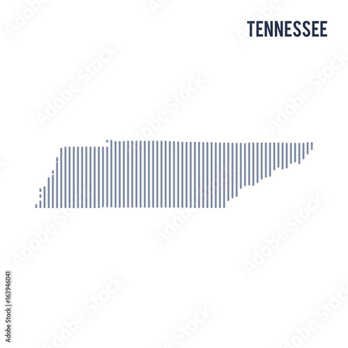 Vector abstract hatched map of State of Tennessee with vertical lines isolated on a white background.