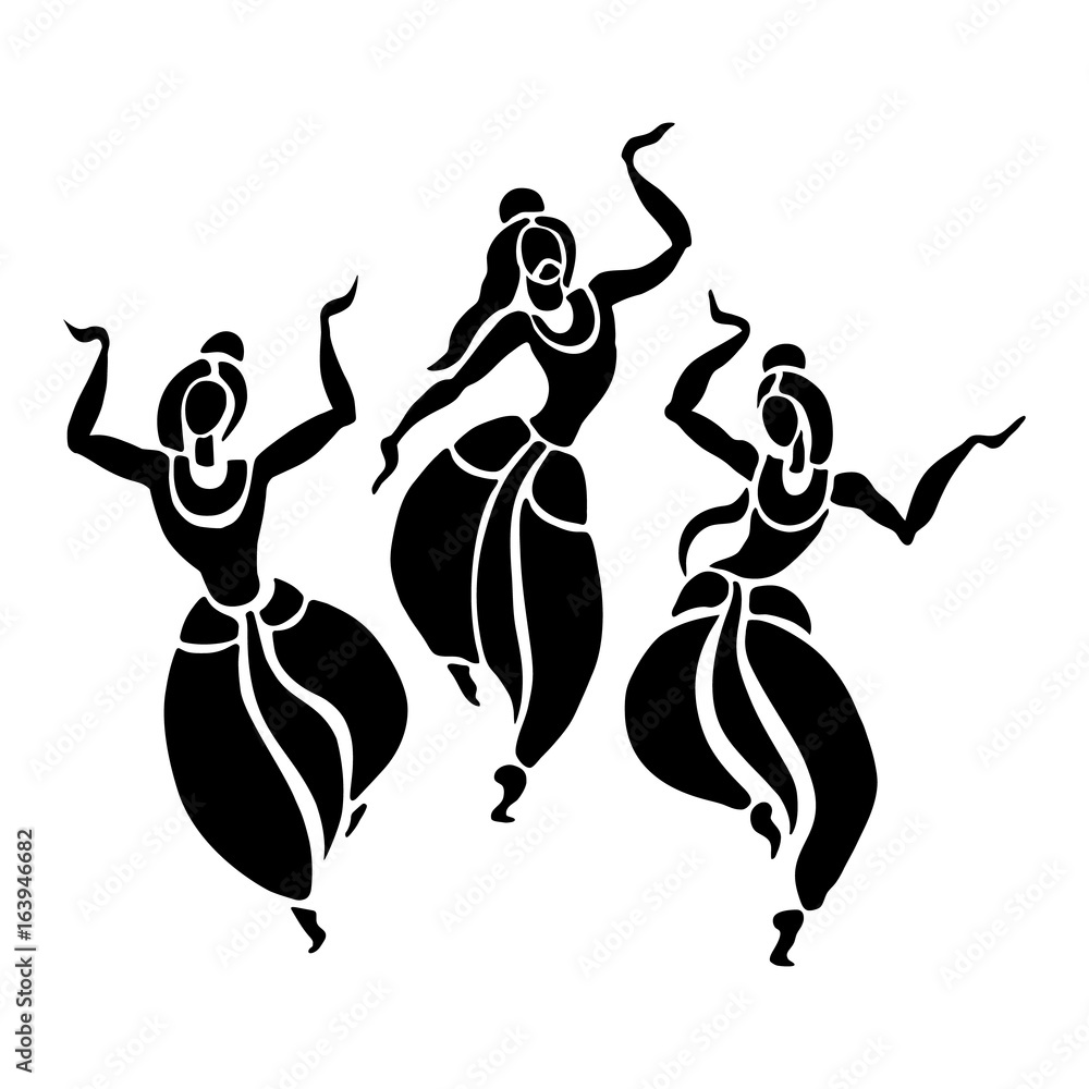 Indian Dancers. Vector Illustration. Stock Vector 