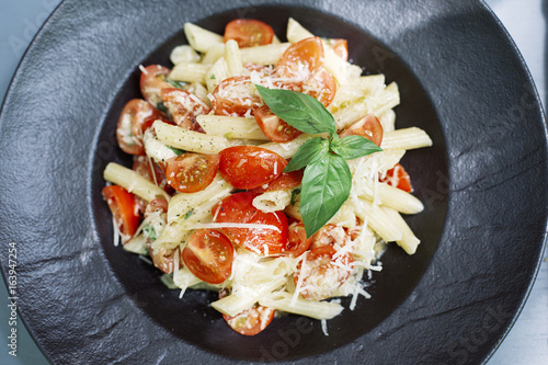 Penne pasta with cheese and...