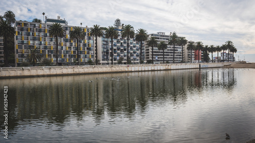 View to coastline from water