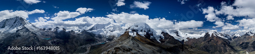 panoramic view of the mountains in the central Cordillera Blanca in the Andes in Peru © makasana photo