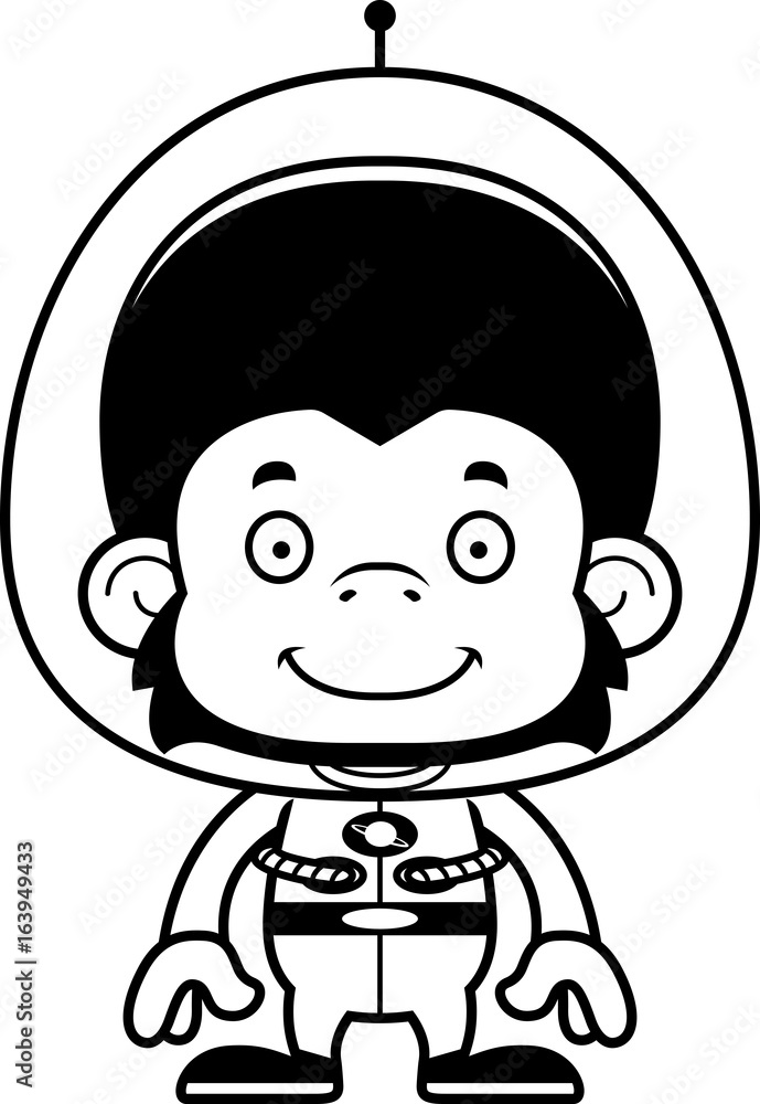 Cartoon Smiling Spaceman Chimpanzee Cartoon Smiling Spaceman Chimpanzee