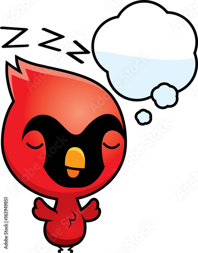 Cartoon Baby Cardinal Dreaming
