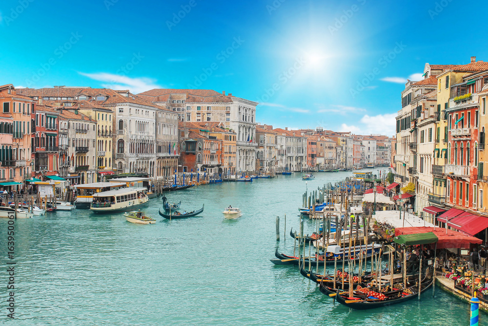 Venice city and canal on sunny days