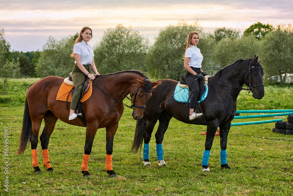 Pretty young girls jockey and their horses Pretty young girls jockey and their horses