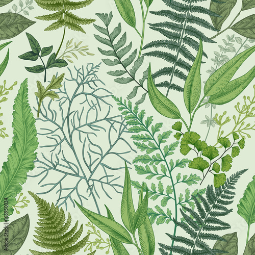Seamless pattern with  leaves.