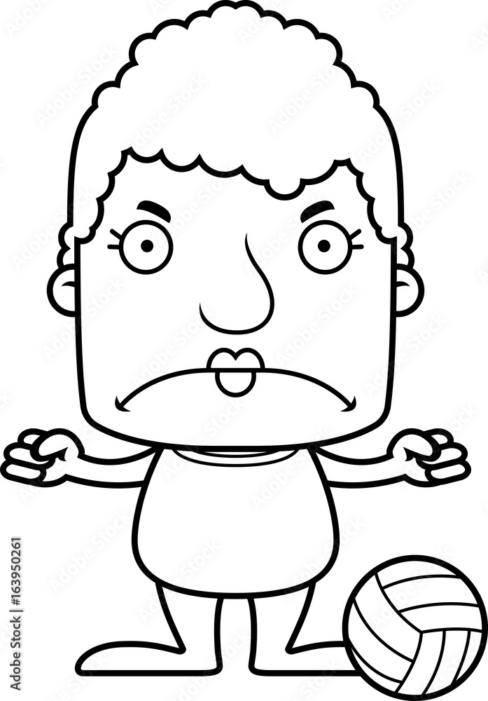 Cartoon Angry Beach Volleyball Player Woman Cartoon Angry Beach Volleyball Player Woman