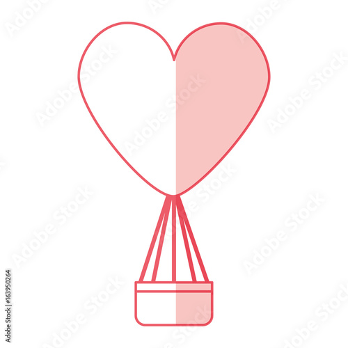 Balloon air hot with heart shape vector illustration design