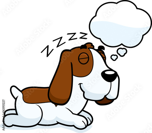 Cartoon Basset Hound Dreaming