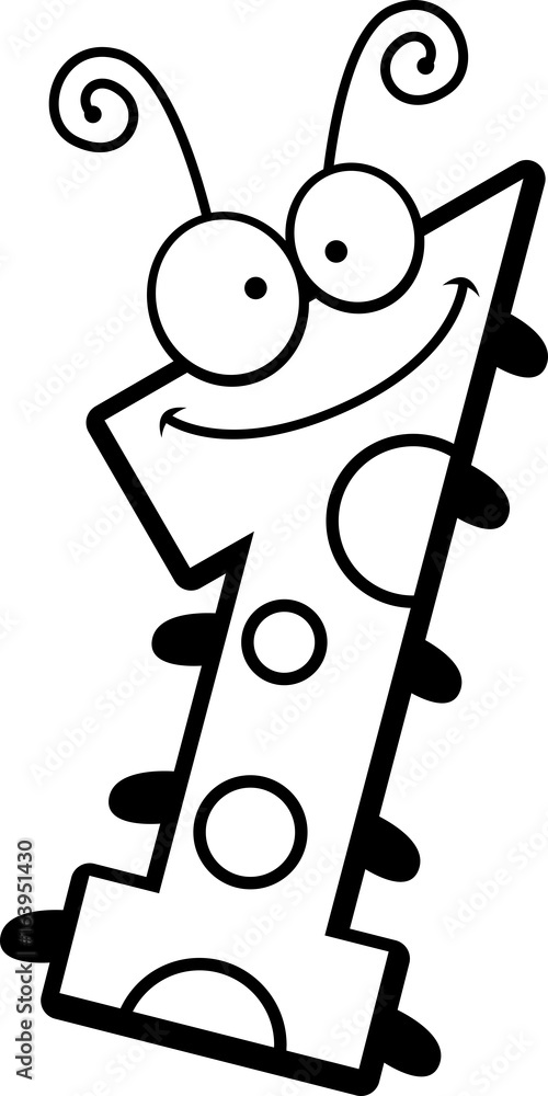 Cartoon Number One Bug Stock Vector | Adobe Stock