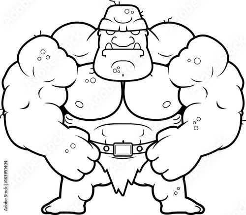 Cartoon Ogre Flexing