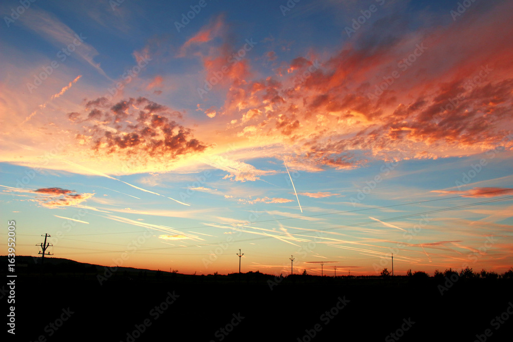 sunset scene on sky