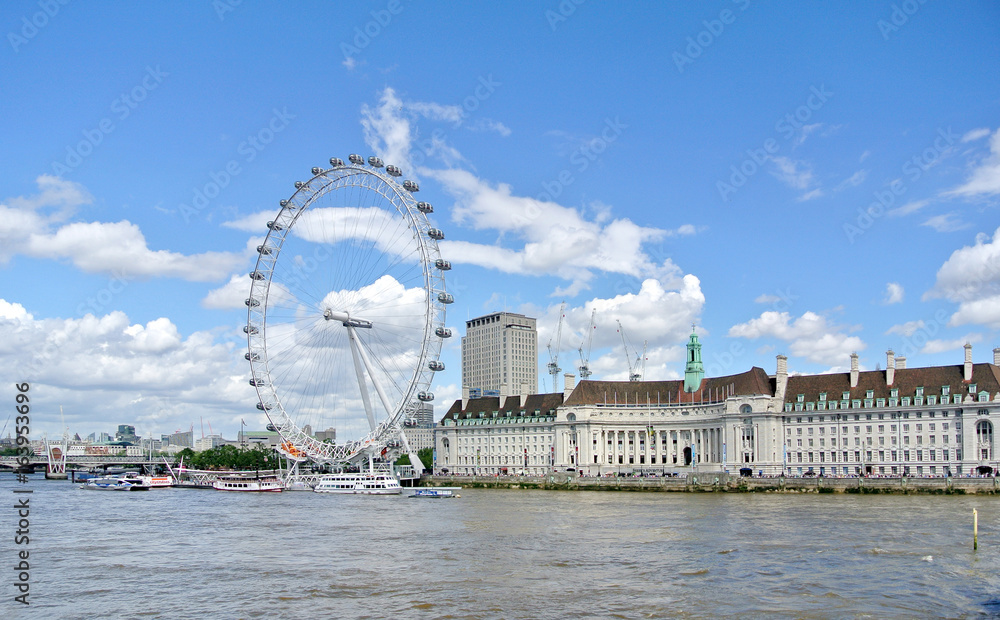 London, United kingdom - 2 July 2016: view of London Eye - obrazy, fototapety, plakaty 