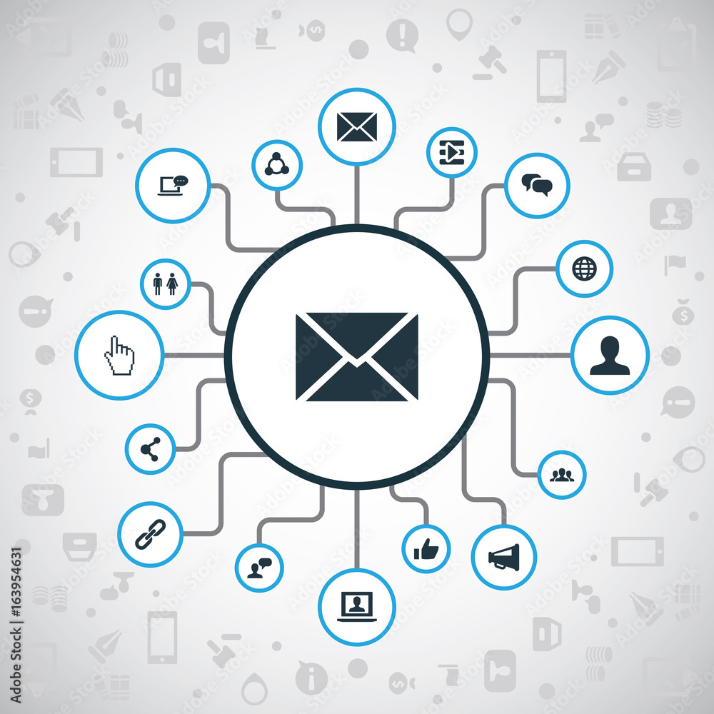 Vector Illustration Set Of Simple Social Media Icons Elements Team Genus Chain And Other Synonyms Chatting Love And User Stock Vector Adobe Stock