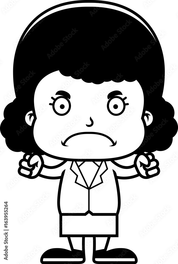 Cartoon Angry Businessperson Girl