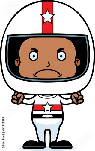Cartoon Angry Race Car Driver Boy