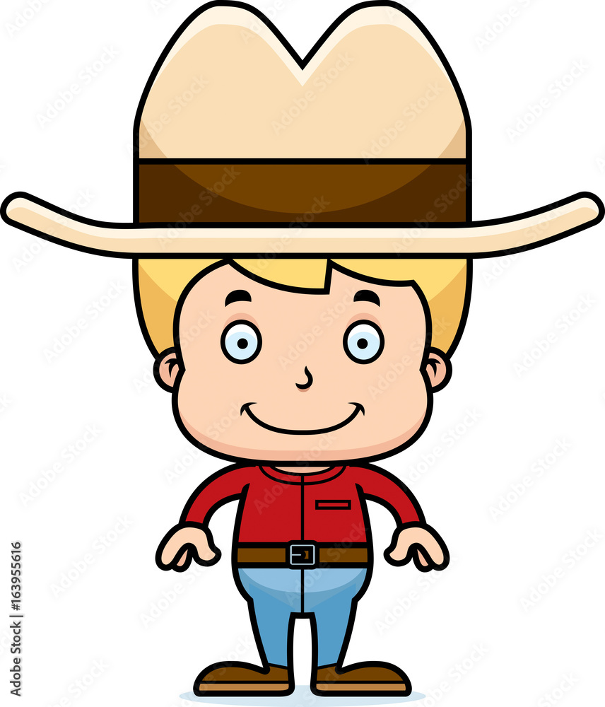 Cartoon Smiling Cowboy Boy
