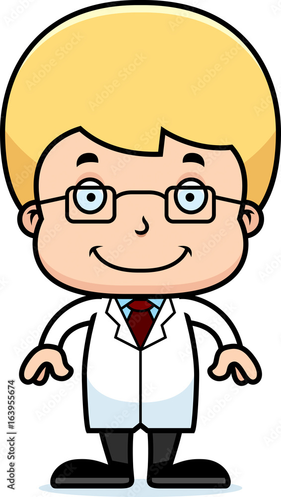 Cartoon Smiling Scientist Boy