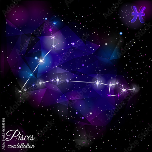 Pisces Constellation With Triangular Background.