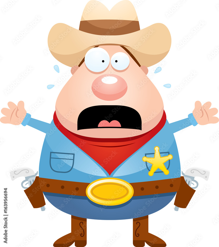 Fototapeta premium Scared Cartoon Sheriff