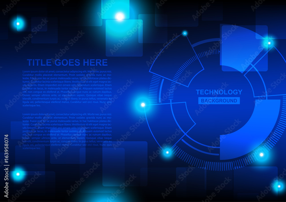 Digital technology with abstract circle on dark background