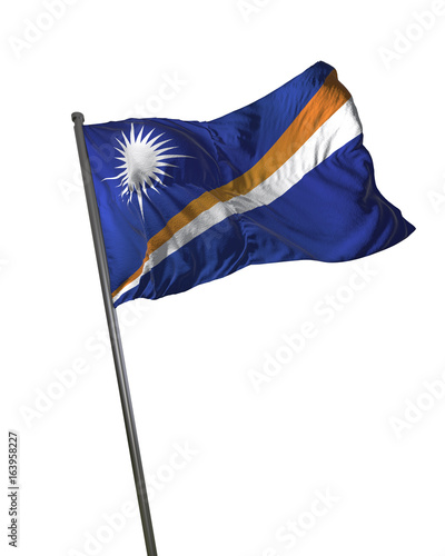 Marshall Islands Flag Waving Isolated on White Background Portrait