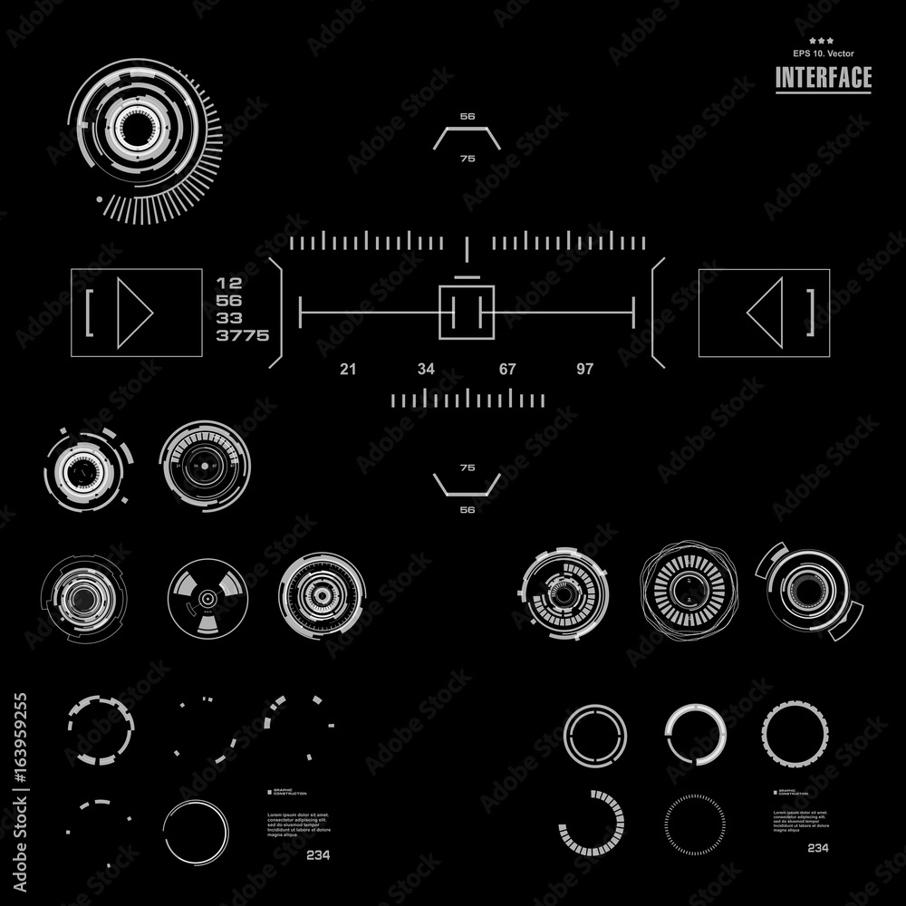 Futuristic virtual graphic touch user interface, HUD