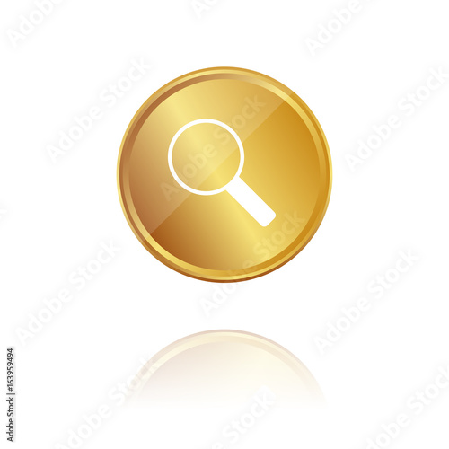 Suchen - Gold Münze mit Reflektion