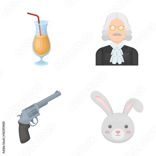 mouth, alcohol and other web icon in cartoon style.Justice, animal icons in set collection.