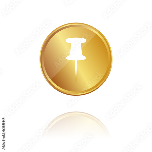 Pin - Gold Münze mit Reflektion