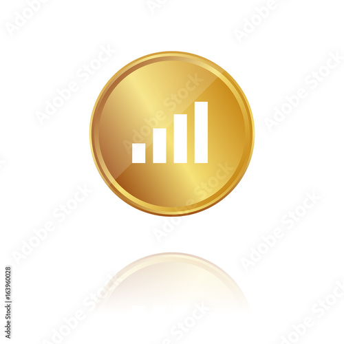 Statistik - Gold Münze mit Reflektion